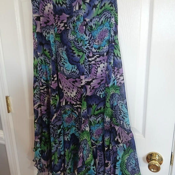 dressbarn Asymmetrical Floral Skirt - Blue, Purple, Green - Picture 5 of 6